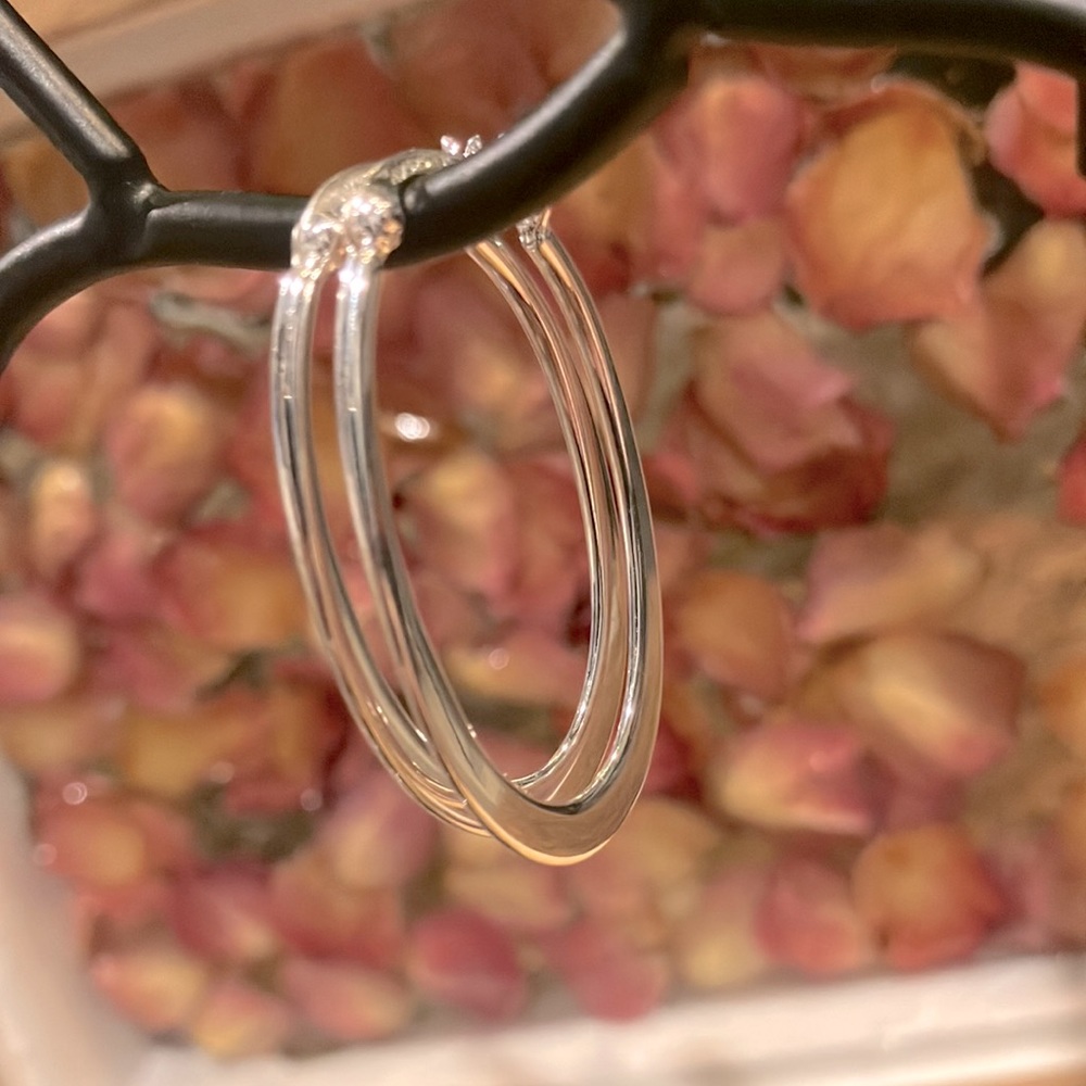 925 Stamped Sterling Silver Oval Hoop Earrings